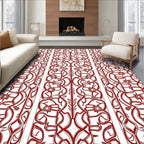 Intricate Red Floral Vine Pattern Rug