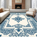 Classic Blue Cream Intricate Floral Rug