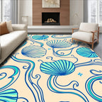 Ocean Waves Shell Pattern Design Rug
