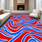 Bold Red Blue Swirl Pattern Rug