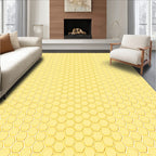 Golden Hexagonal Geometric Pattern Rug