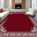 Classic White Floral Geometric Border Rug