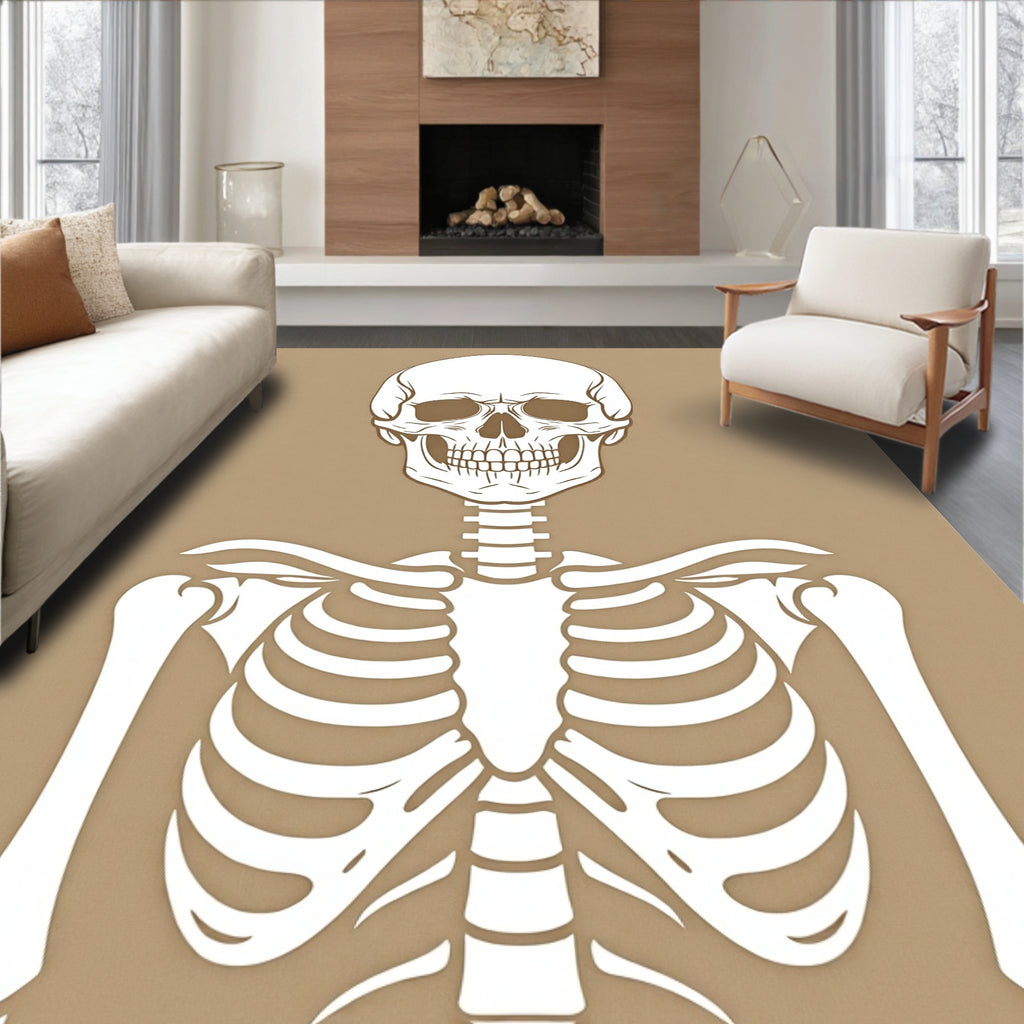 White Skeleton Graphic Print Rug