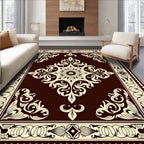 Ornate Floral Scroll Embossed Design Rug