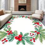 Festive Berry and Pine Leaf Border Rug