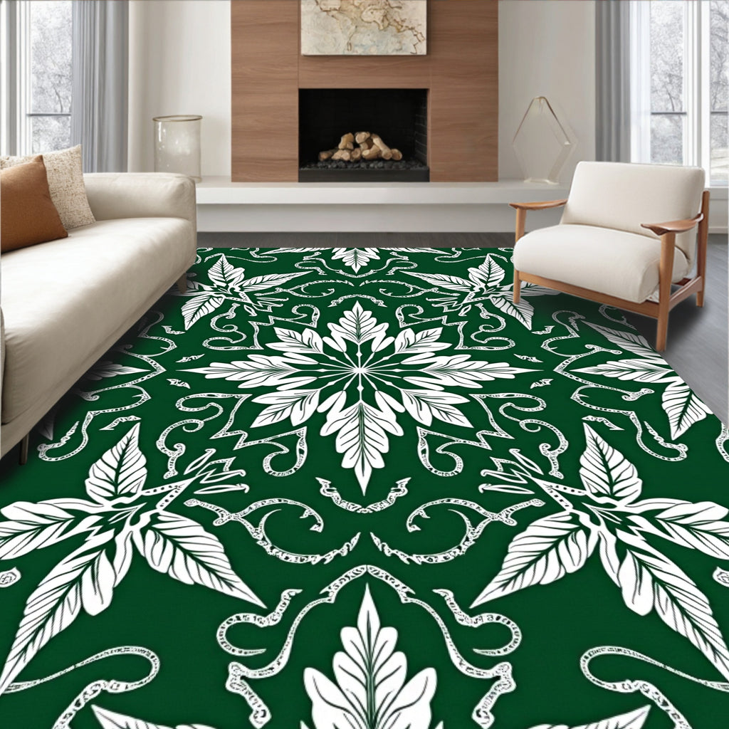 Symmetrical Floral Leaf Pattern Design Rug