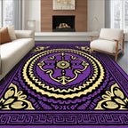 Vibrant Purple Golden Floral Mandala Rug