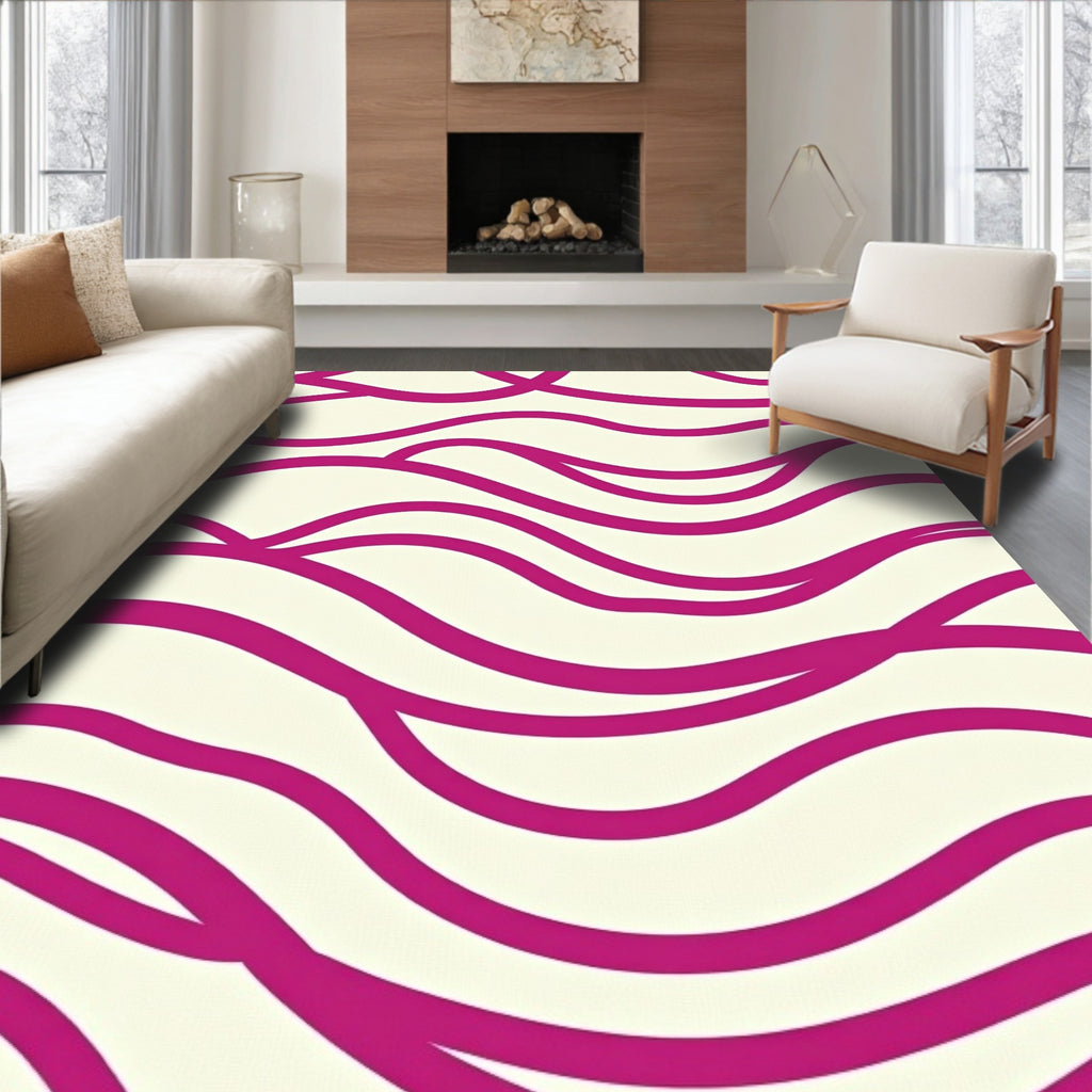 Bright Fuchsia Wave Pattern Rug