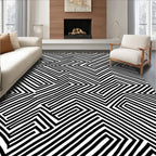 Abstract Black White Geometric Maze Rug