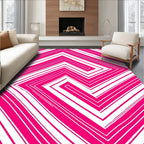 Bold Pink Geometric Stripe Pattern Rug