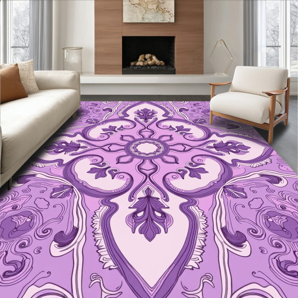 Ornate Floral Symmetry Design Rug