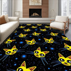 Whimsical Yellow Cat Space Design Rug