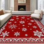 Red White Snowfall Field Rug
