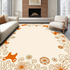 Playful Orange Animal Scrollwork Pattern Rug