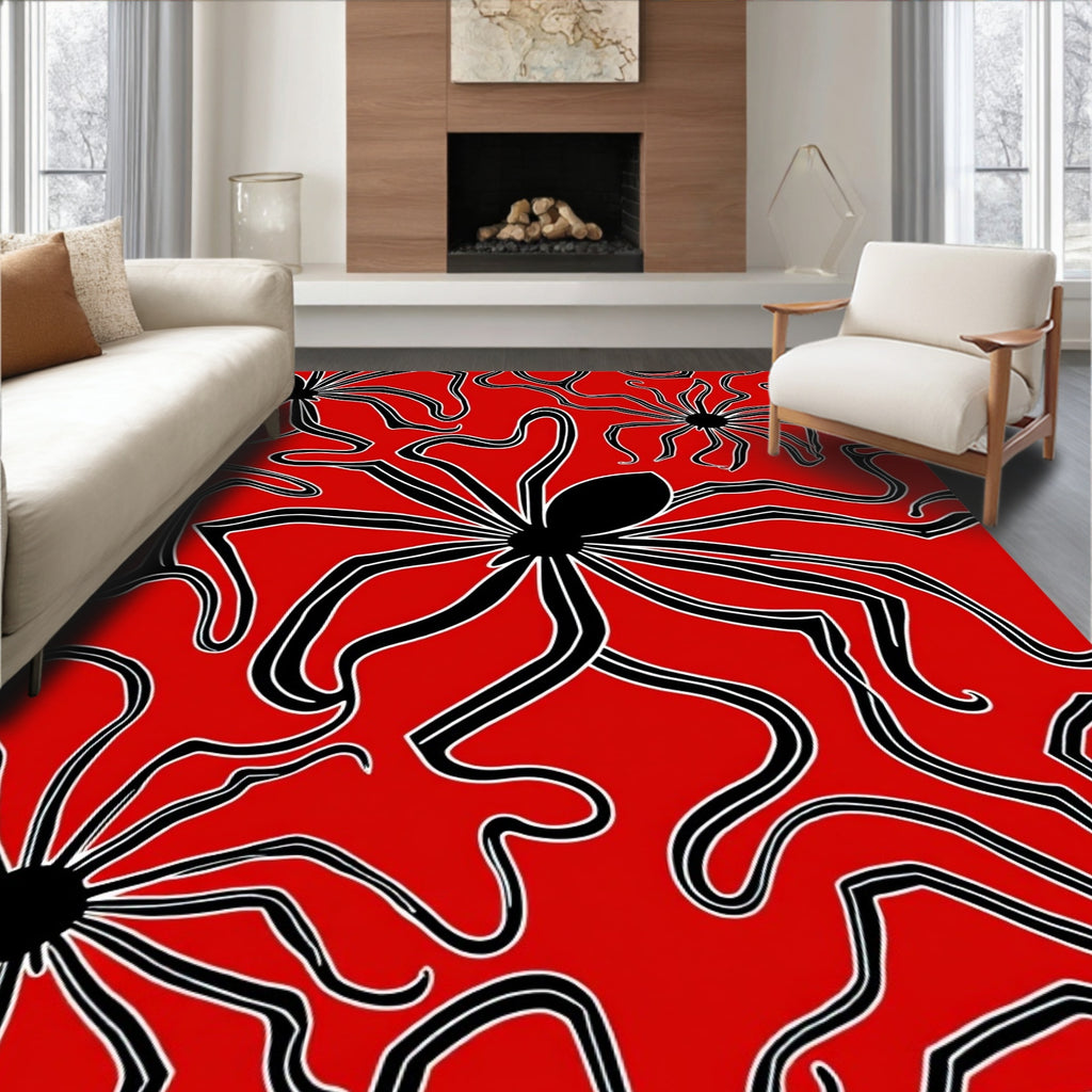 Bold Spiders With Flowing Lines Rug