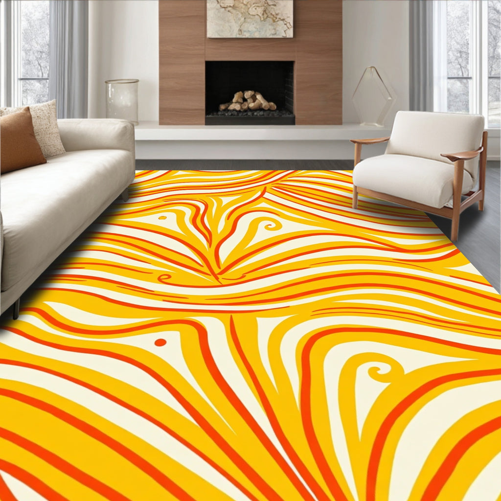 Groovy Swirls Yellow Orange Rug