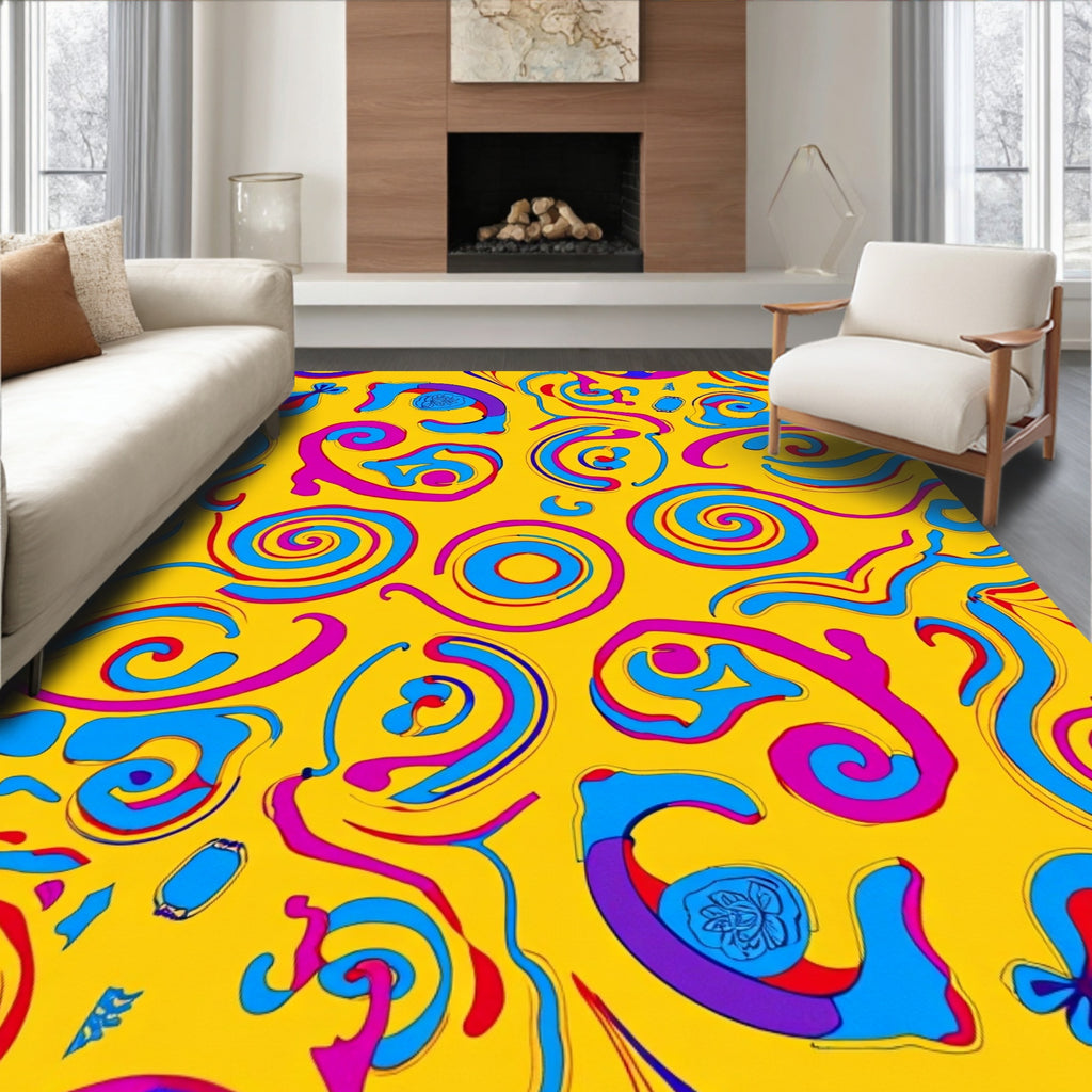 Vibrant Swirling Abstract Pattern Rug