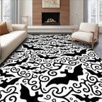 Spooky Bats And Swirls Pattern Rug