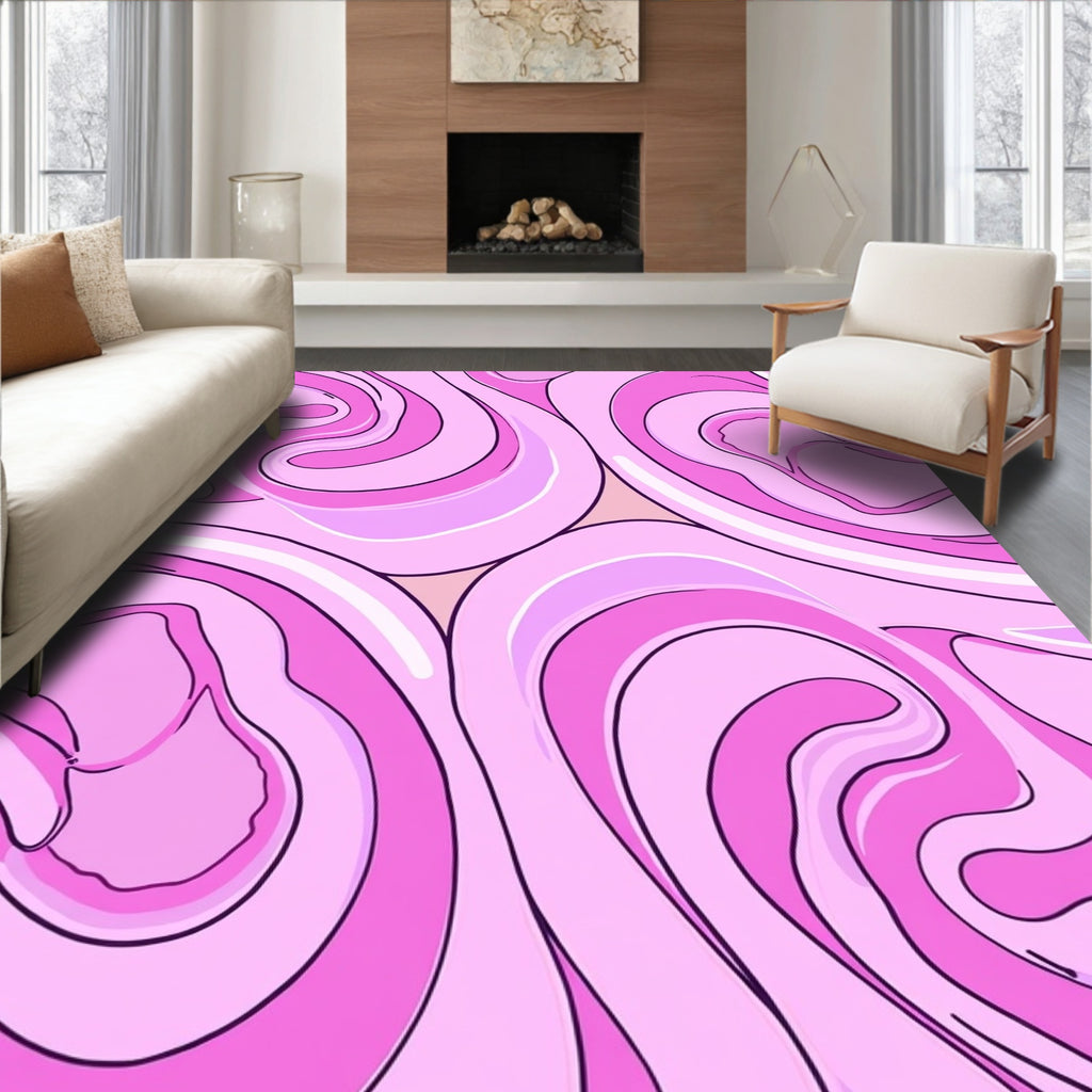 Swirling Pink Abstract Pattern Rug