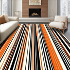 Bold Orange Black Cream Stripes Rug
