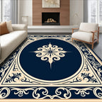 Ornate Vintage Dark Floral Design Rug