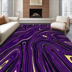 Purple Gold Flowing Abstract Pattern Rug