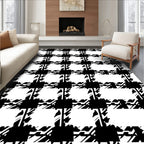 Classic Black White Checkered Pattern Rug