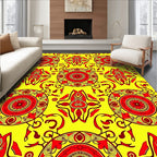 Red Sunburst Abstract Motif Rug