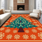 Festive Tree Snowflake Pattern Rug