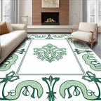 Elegant Green Floral Border Design Rug