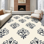 Black Gray Scrollwork Classic Pattern Rug