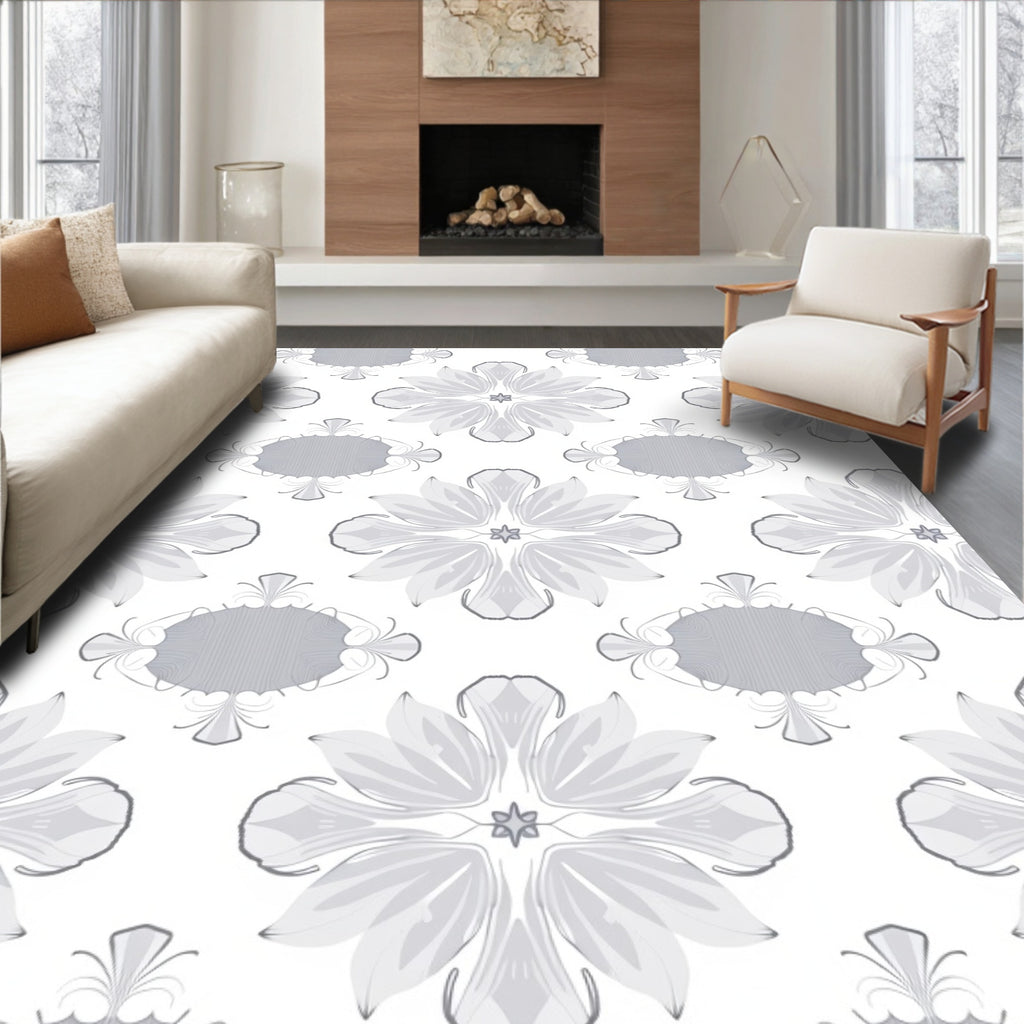 Ornate Floral Pattern with Inlay Details Rug