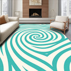Teal Swirl Retro Pattern Rug