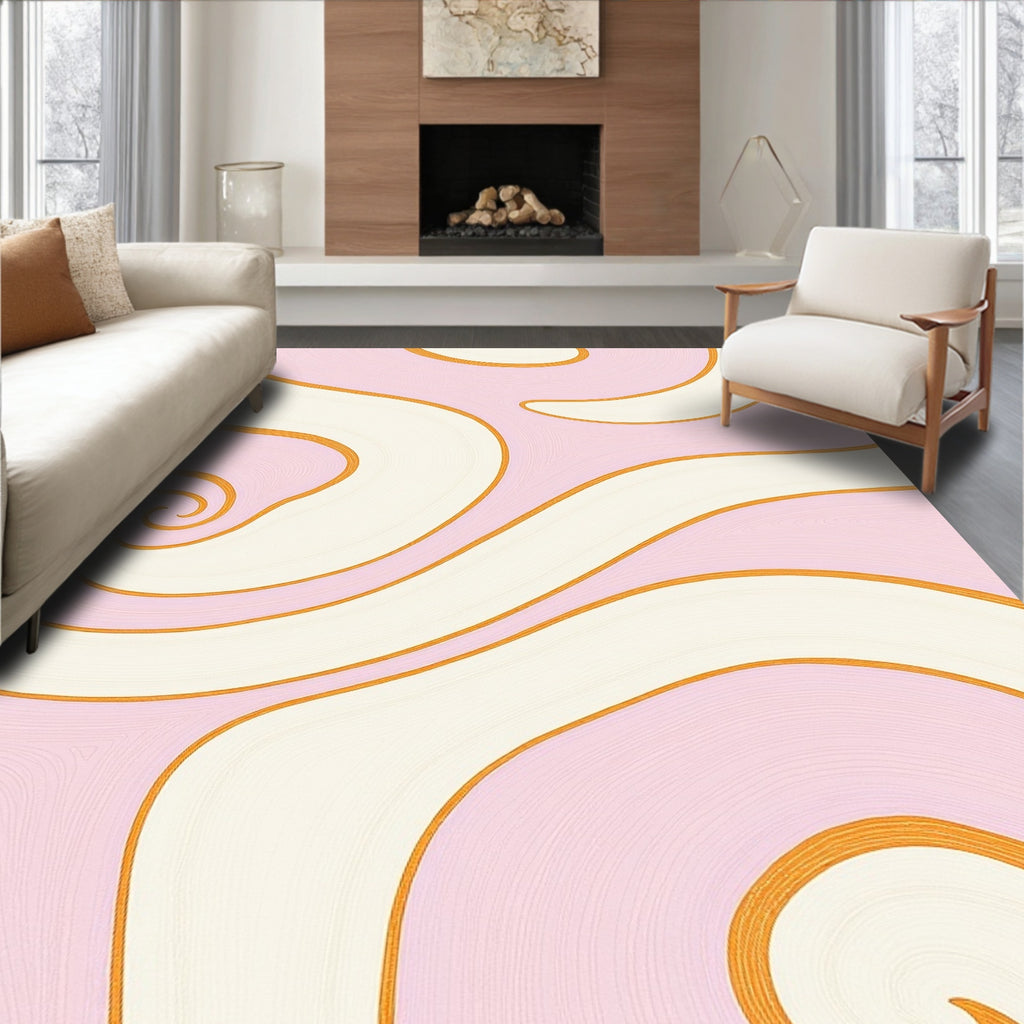 Swirl Pattern With Warm Gold Accents Rug