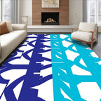 Geometric Blue Cyan Pattern Design Rug