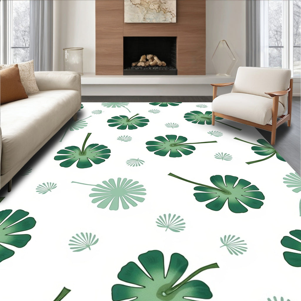 Green Leaf Tropical Pattern Rug