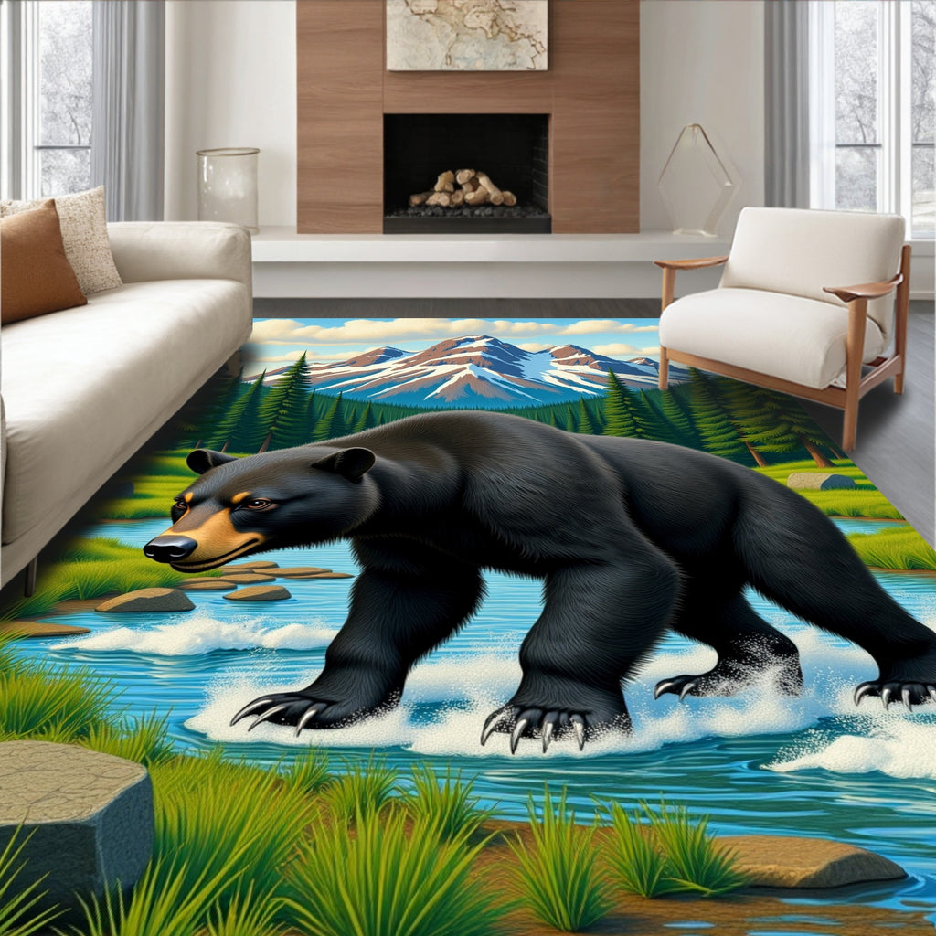 Majestic Bear Nature Scene Rug