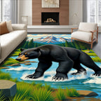 Majestic Bear Nature Scene Rug