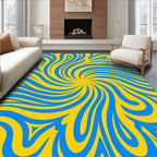 Blue Yellow Swirl Pattern Rug