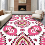 Pink Floral Sunburst Mandala Pattern Rug