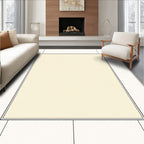 Simple Cream and White Geometric Rug