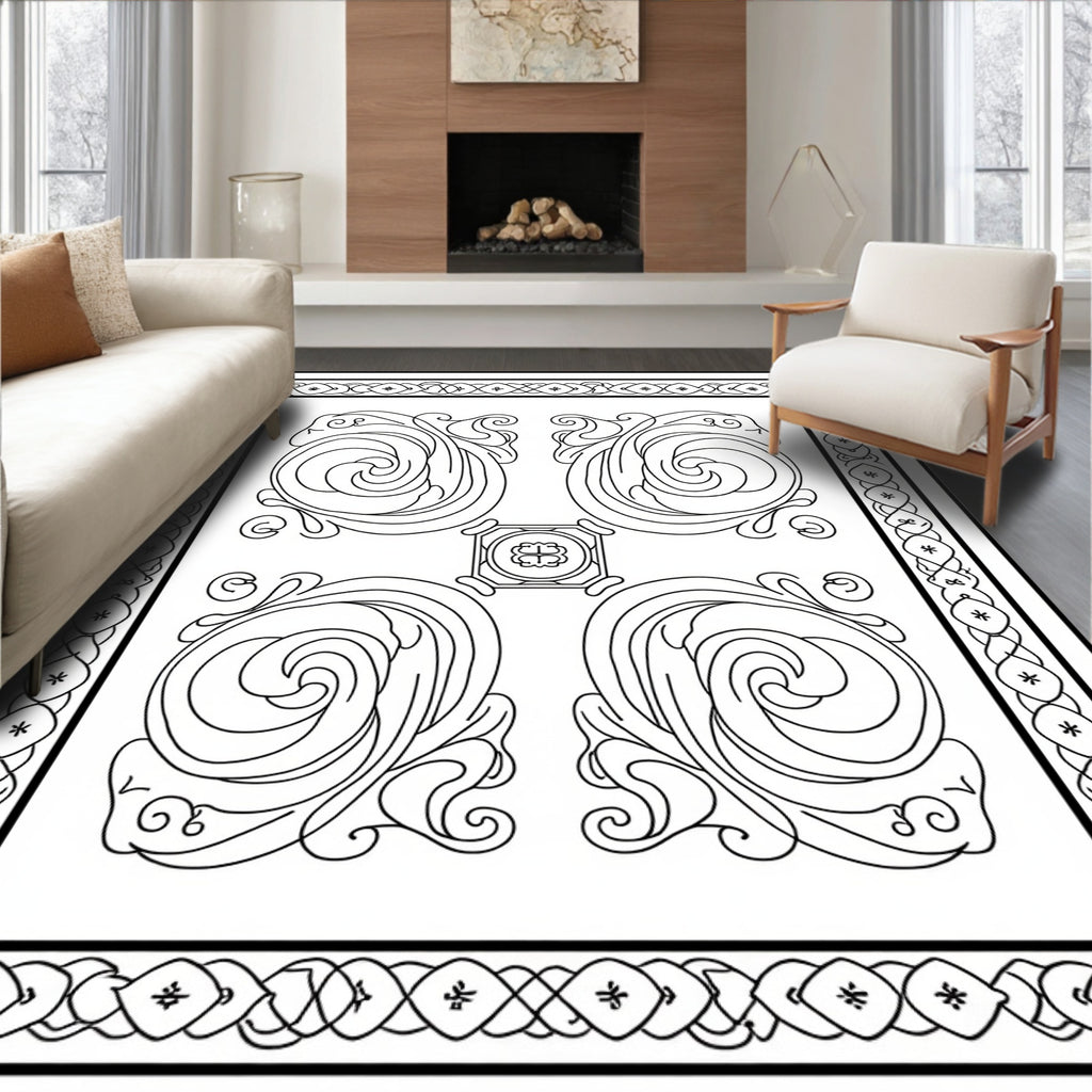 Art Nouveau Scrollwork Elegant Pattern Rug