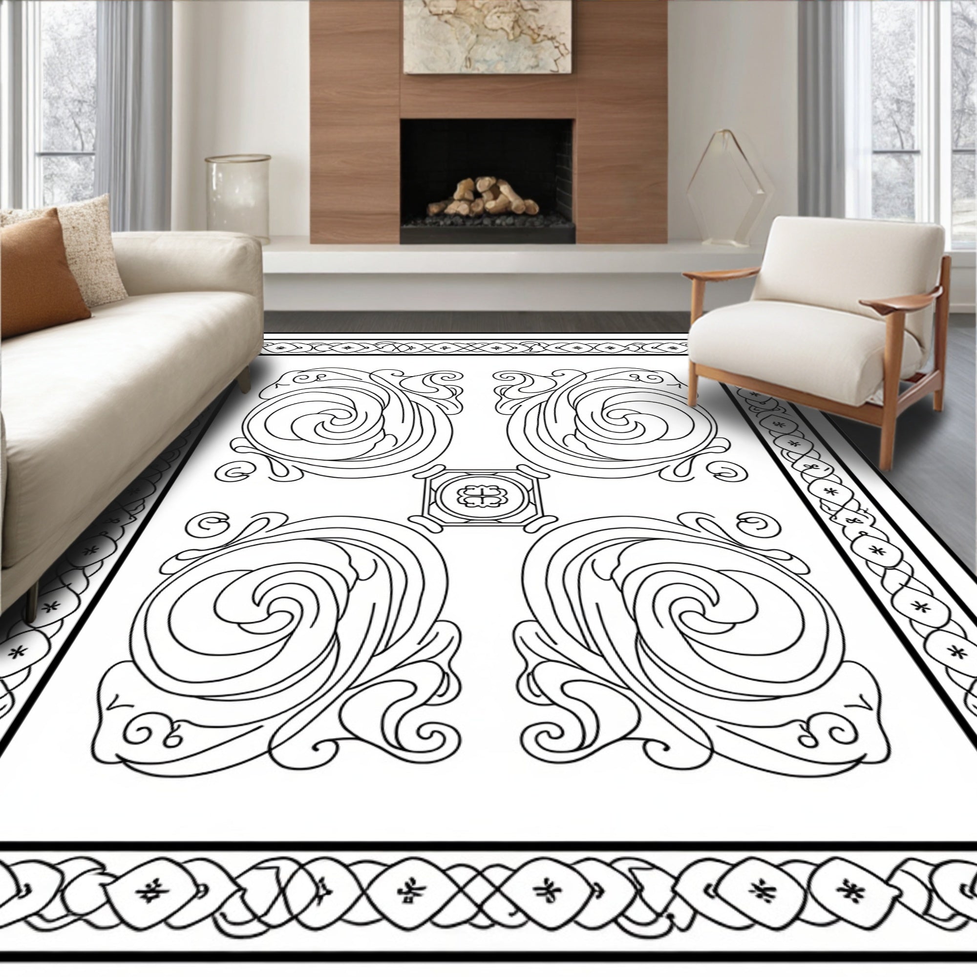 Art Nouveau Scrollwork Elegant Pattern Rug