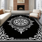 Monochromatic Ornamental Mandala Design Rug
