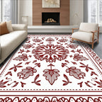 Drawn Floral Mandala With Border Design Rug