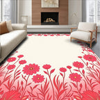 Vibrant Raspberry Floral Border Design Rug