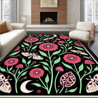 Celestial Floral Moth Pattern Design Rug