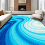 Aqua Swirl Patterned Modern Rug