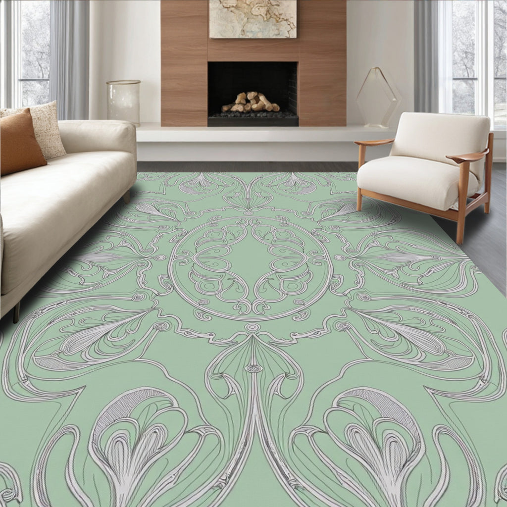 Art Nouveau Floral Outline Design Rug
