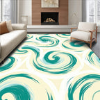 Oceanic Swirl Abstract Brushstroke Rug